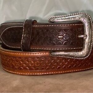 Nocona Hand Tooled Leather Belt SIZE 38